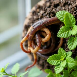 Can earthworms be added to indoor plants?